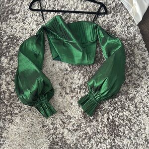 Lovers and friends Elegant Green Off-Shoulder Top